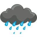 Clouds 100% and rain